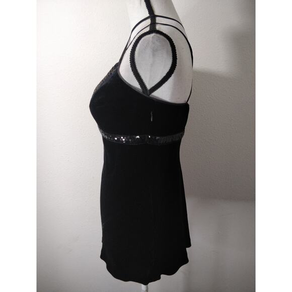 Walter Black Silk Blend Velvet Sequin Strappy Mini Dress Size 6 - Picture 4 of 11